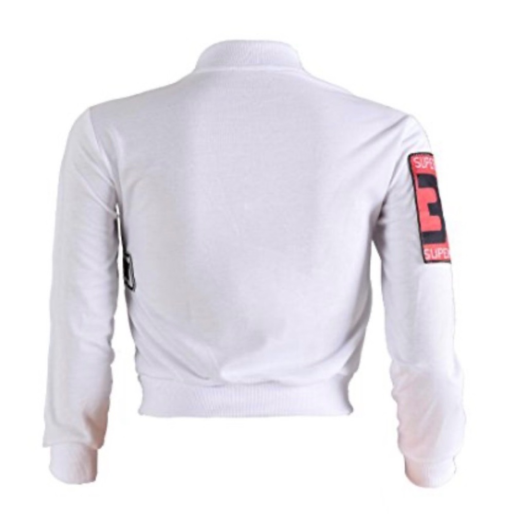 White Patchwork Bomber Jacket With Americana Patc… - image 3